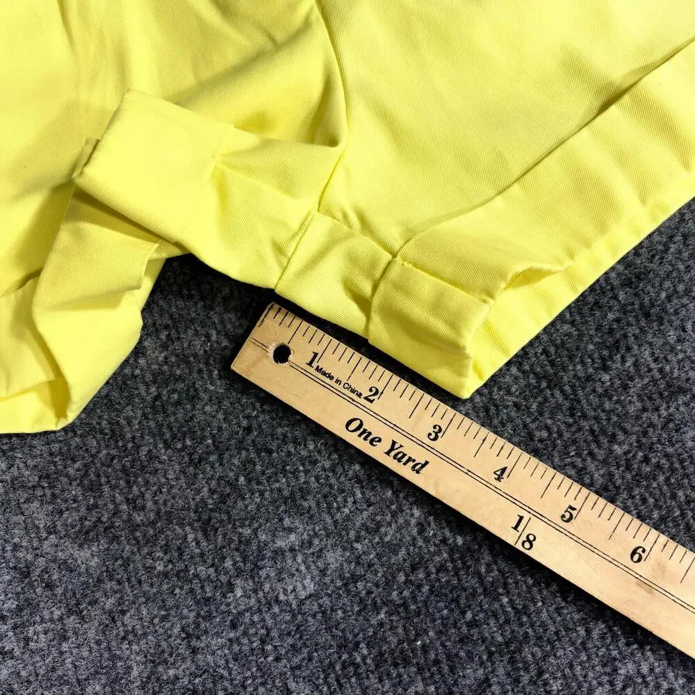 Carreau Sport Shorts Womens 10 Yellow High Rise Pleated Chino Cuffed Casual